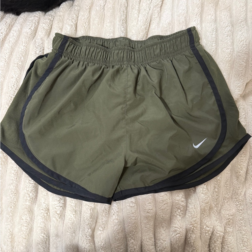 Nike Women's Dark Green Athletic Shorts with built in underwear